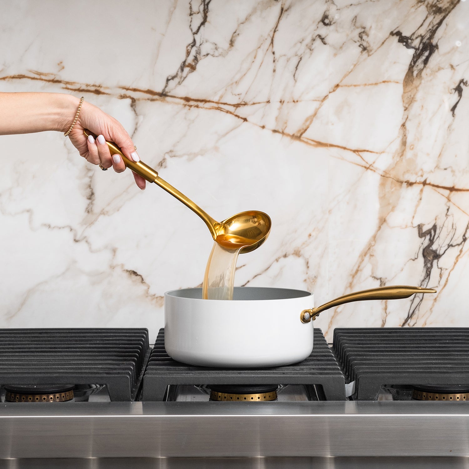 Black and Gold Kitchen Utensils Set with Holder - Styled Settings