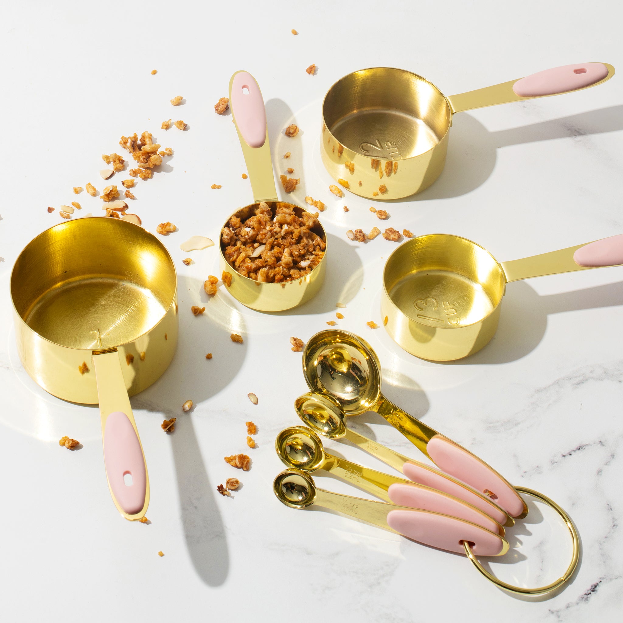 Pink and Gold Measuring Cups and Spoons Set - Styled Settings