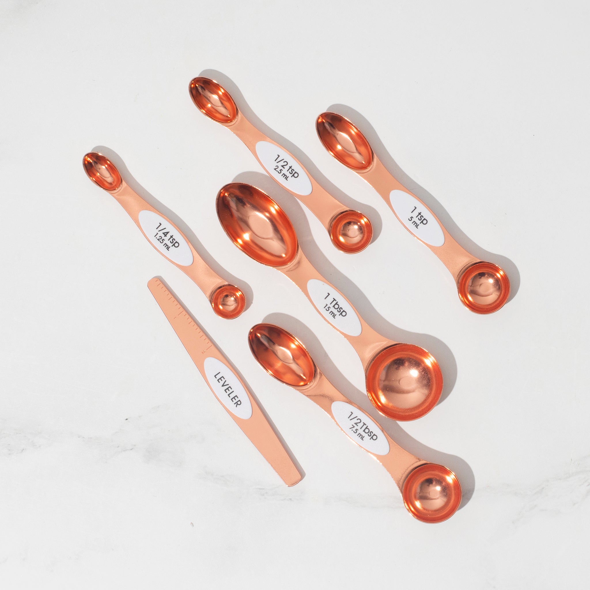 Copper and White Magnetic Measuring Spoons Set - Styled Settings
