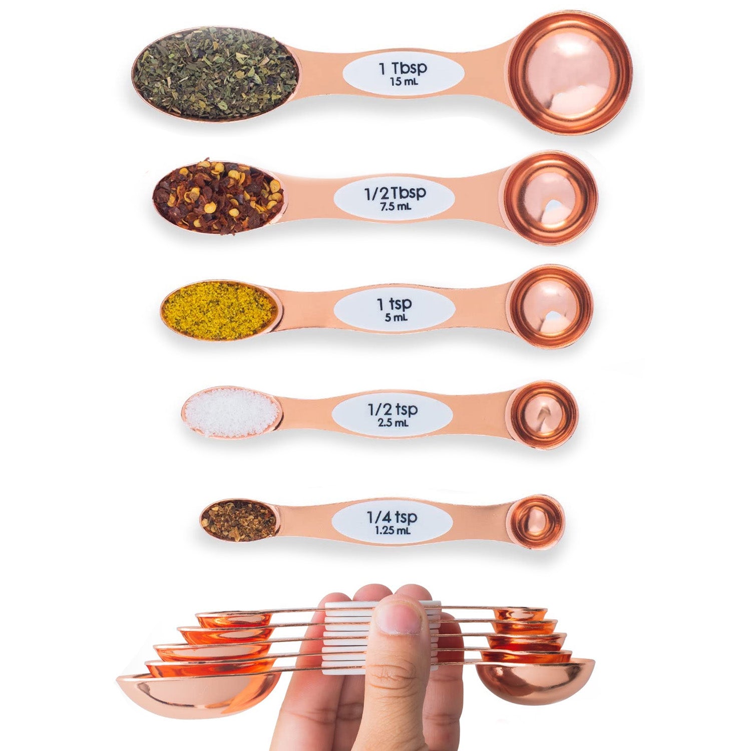 Copper and White Magnetic Measuring Spoons Set - Styled Settings