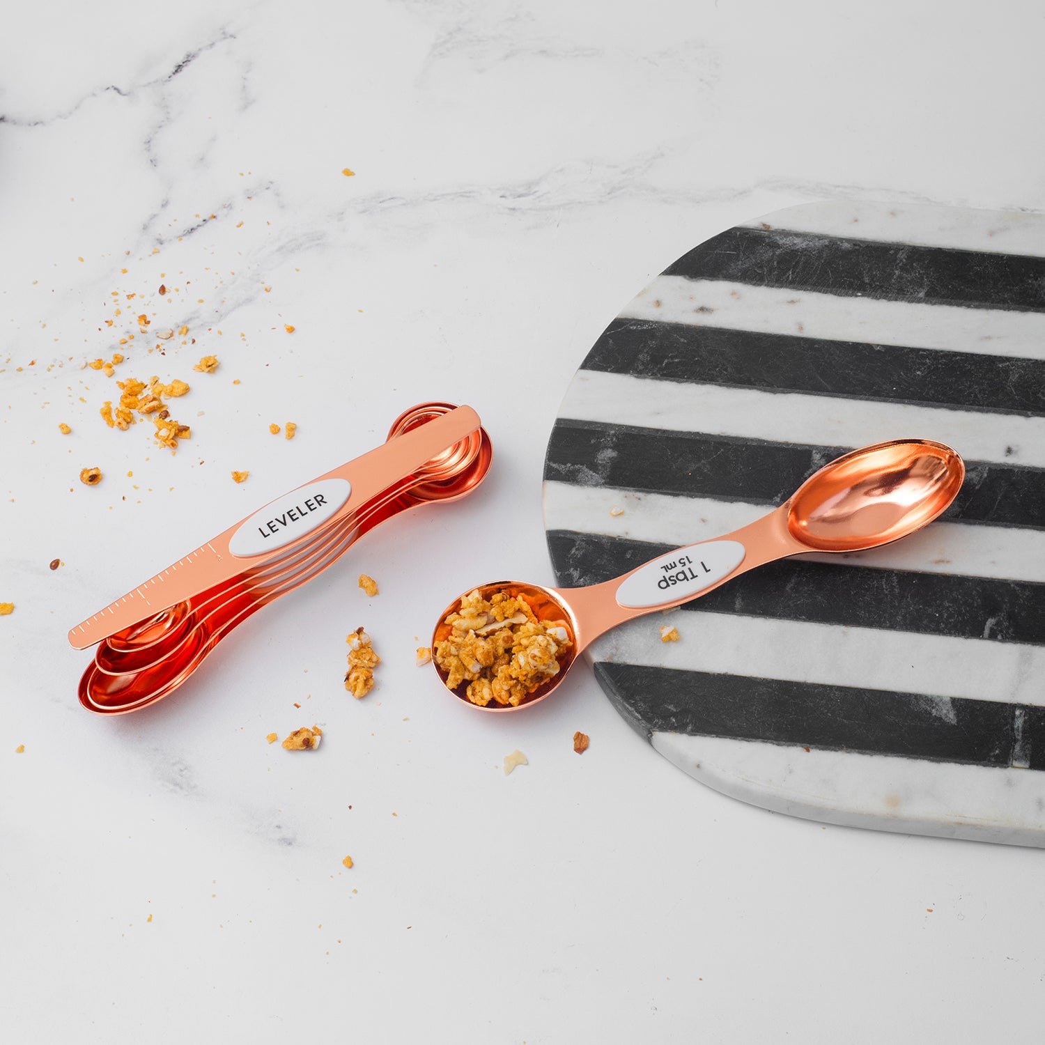 Copper and White Magnetic Measuring Spoons Set - Styled Settings