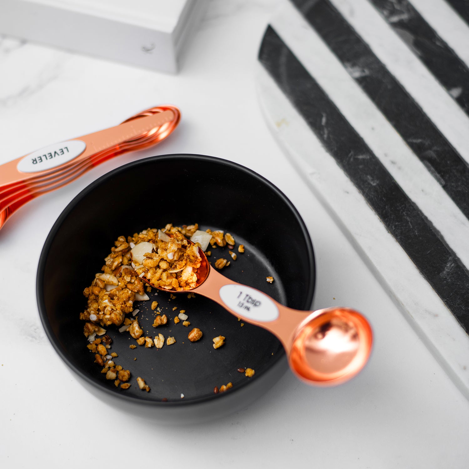 Copper and White Magnetic Measuring Spoons Set - Styled Settings