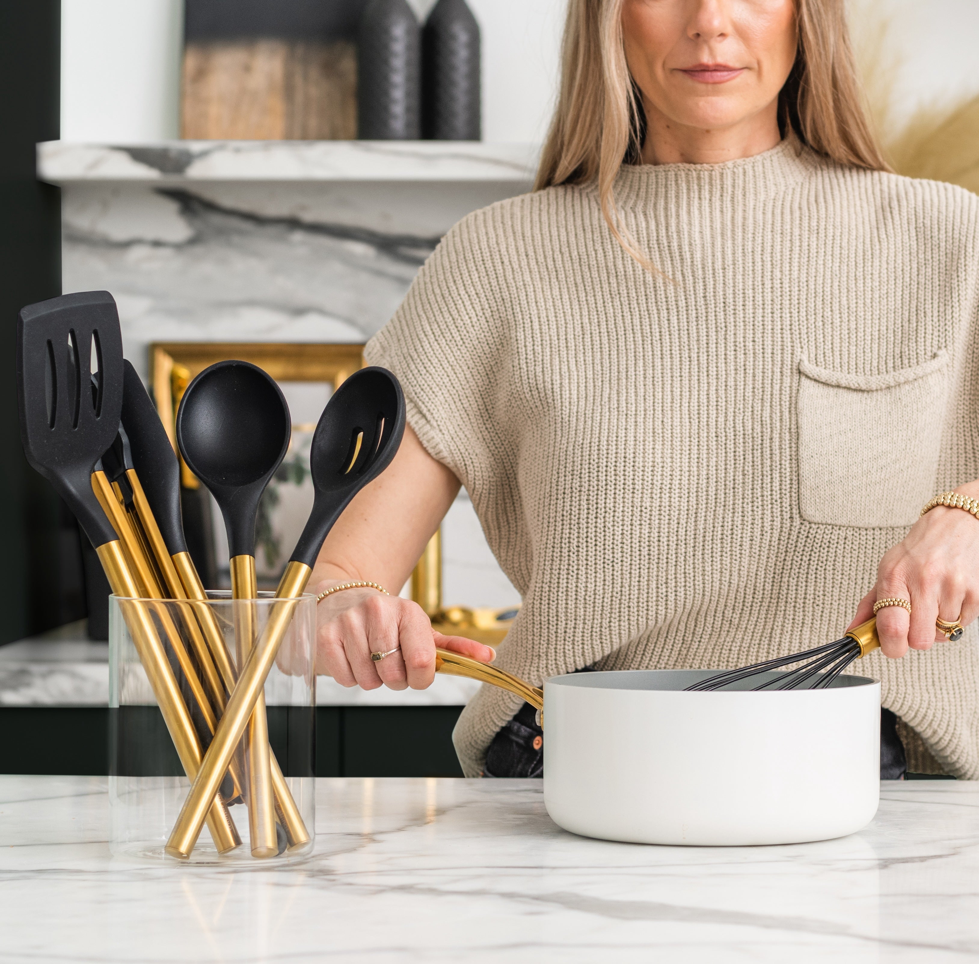 Black and Gold Complete Kitchen Utensils Set