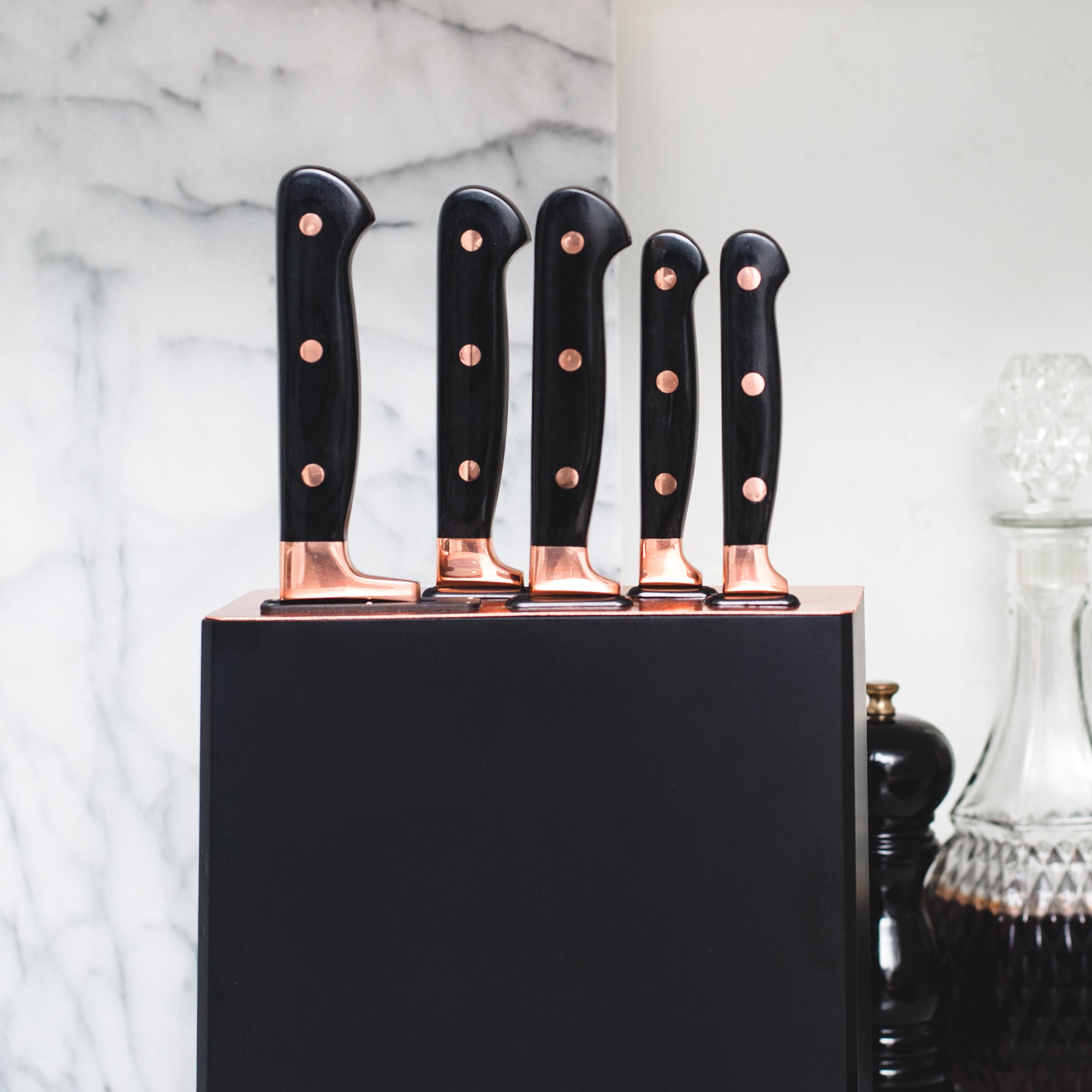 Black and Copper Knife Set - Styled Settings