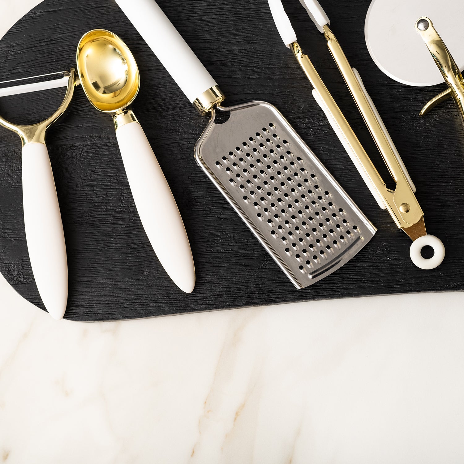 White and Gold Kitchen Tool Set - Styled Settings