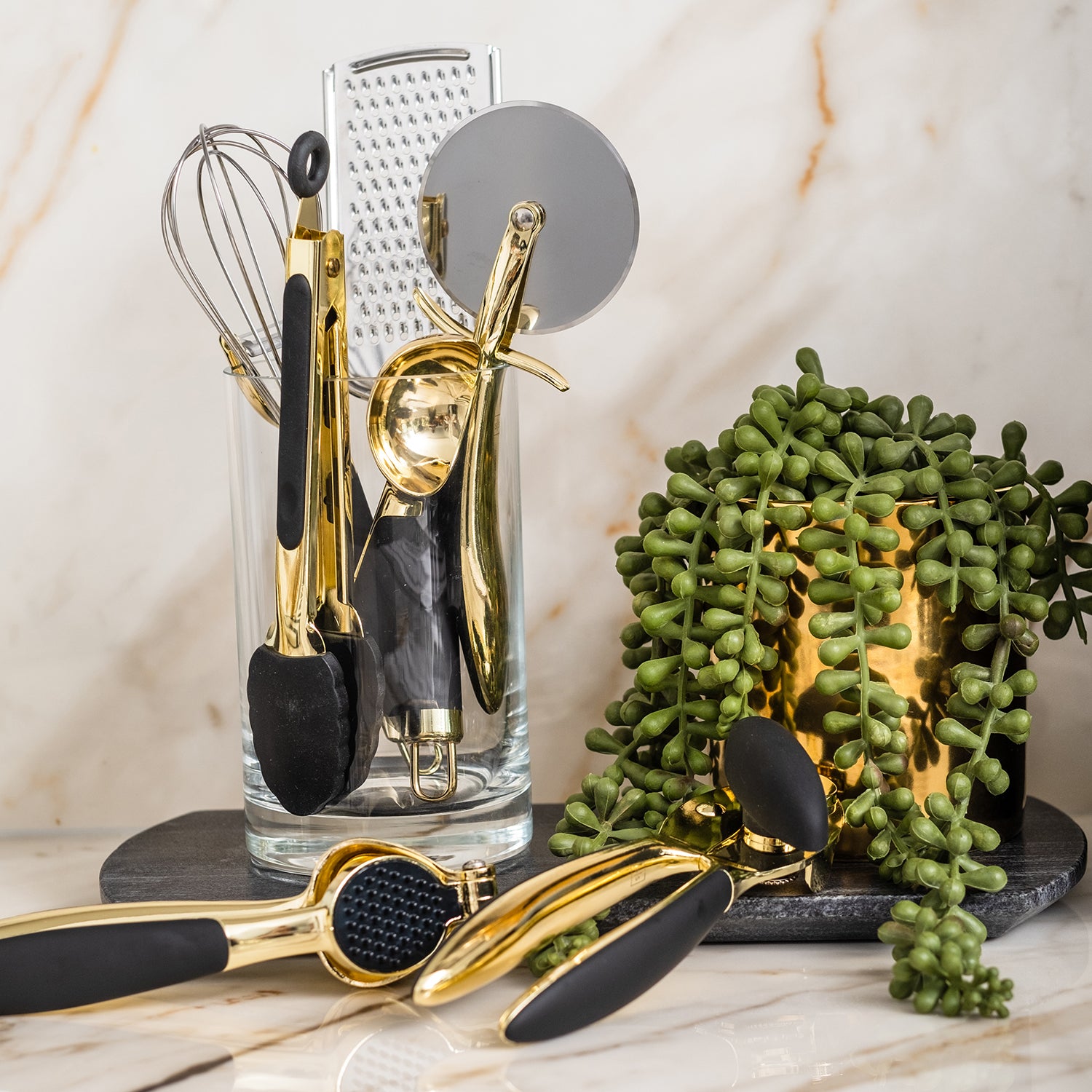 Black and Gold Kitchen Utensils Set