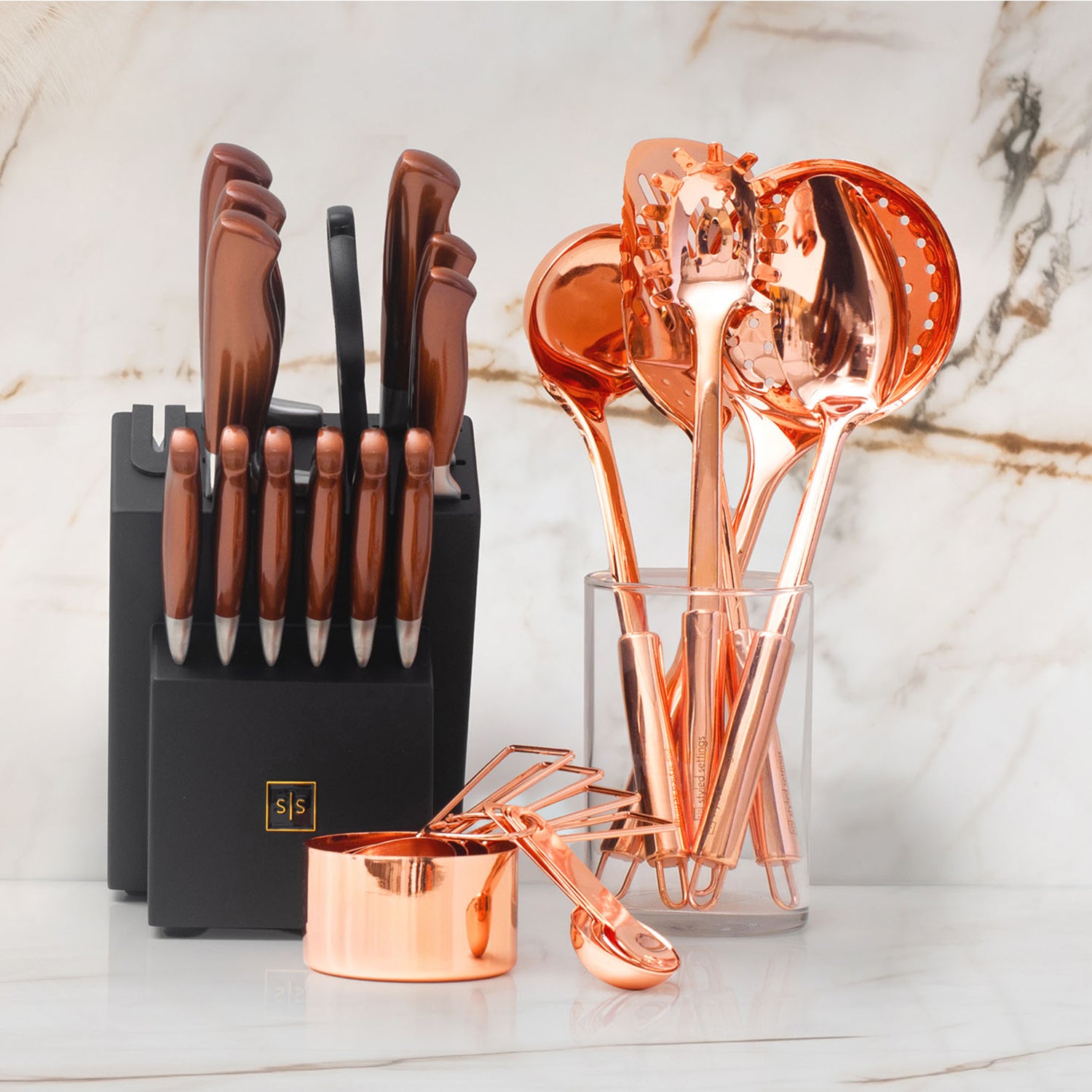 Copper Cooking Utensils Set - Styled Settings