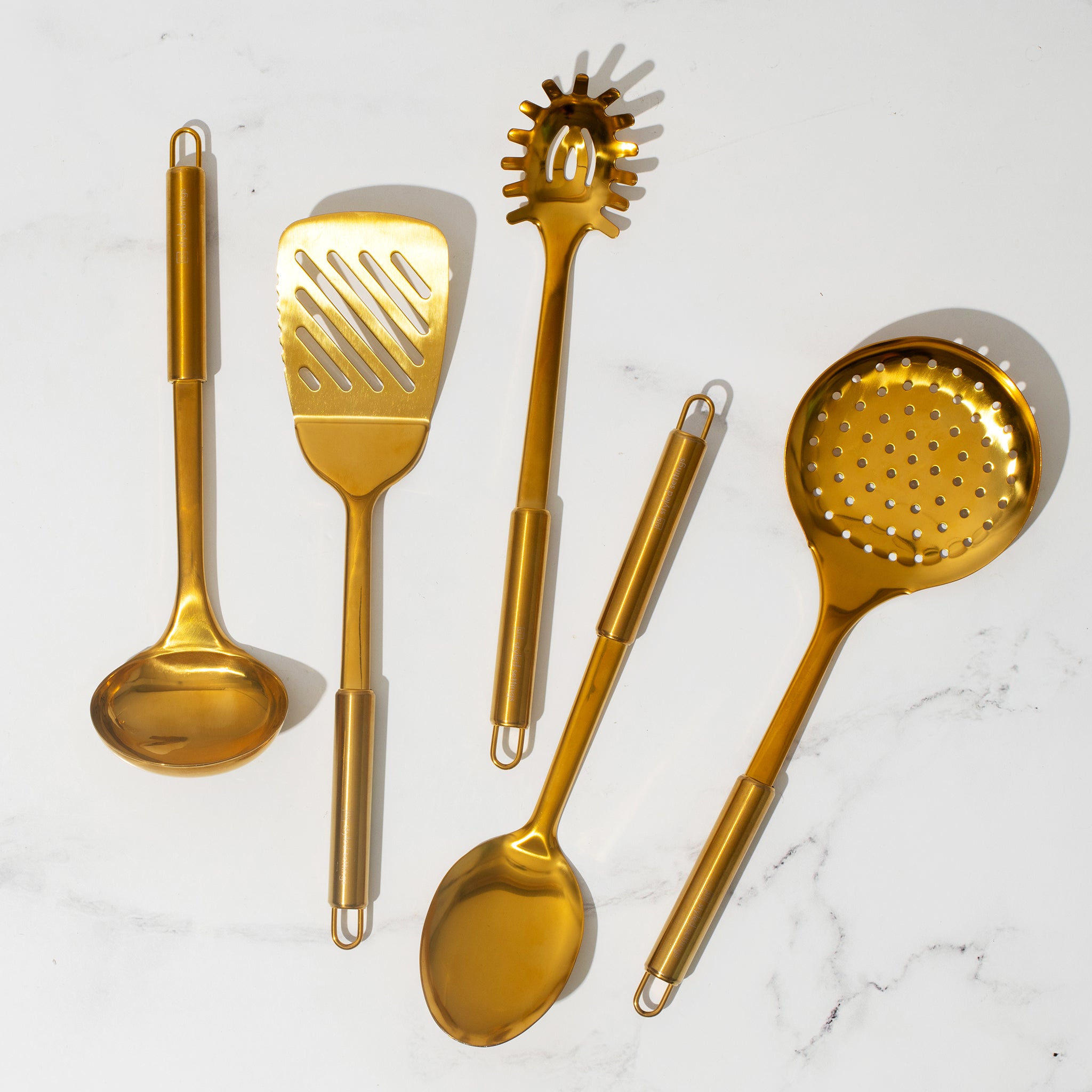 Styled Settings Gold & Red Silicone Kitchen Utensils Set with