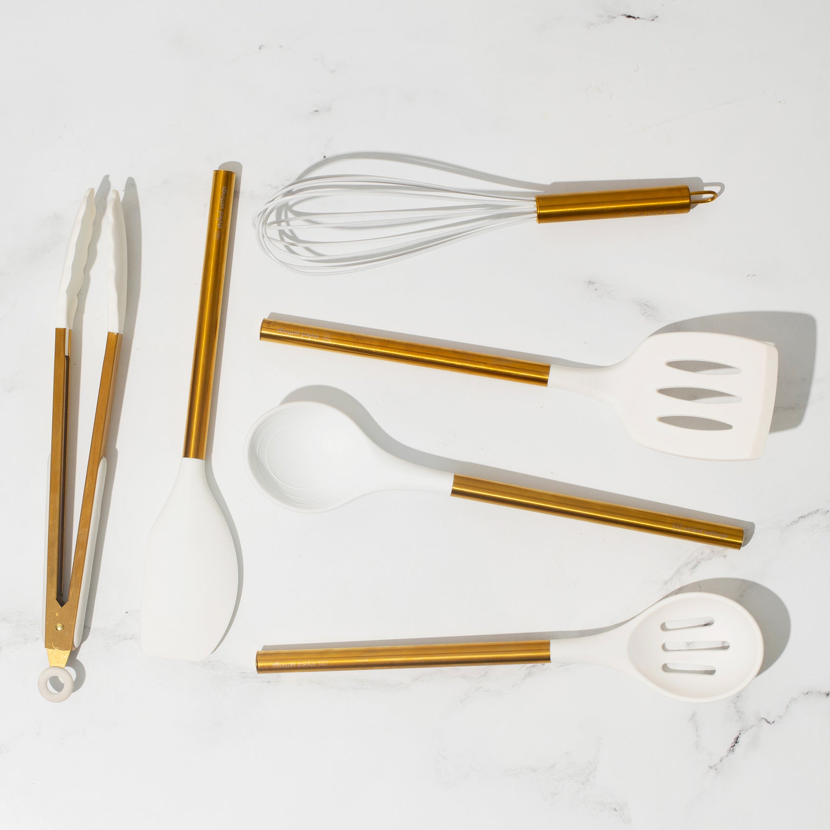 White and Gold Kitchen Utensils Set