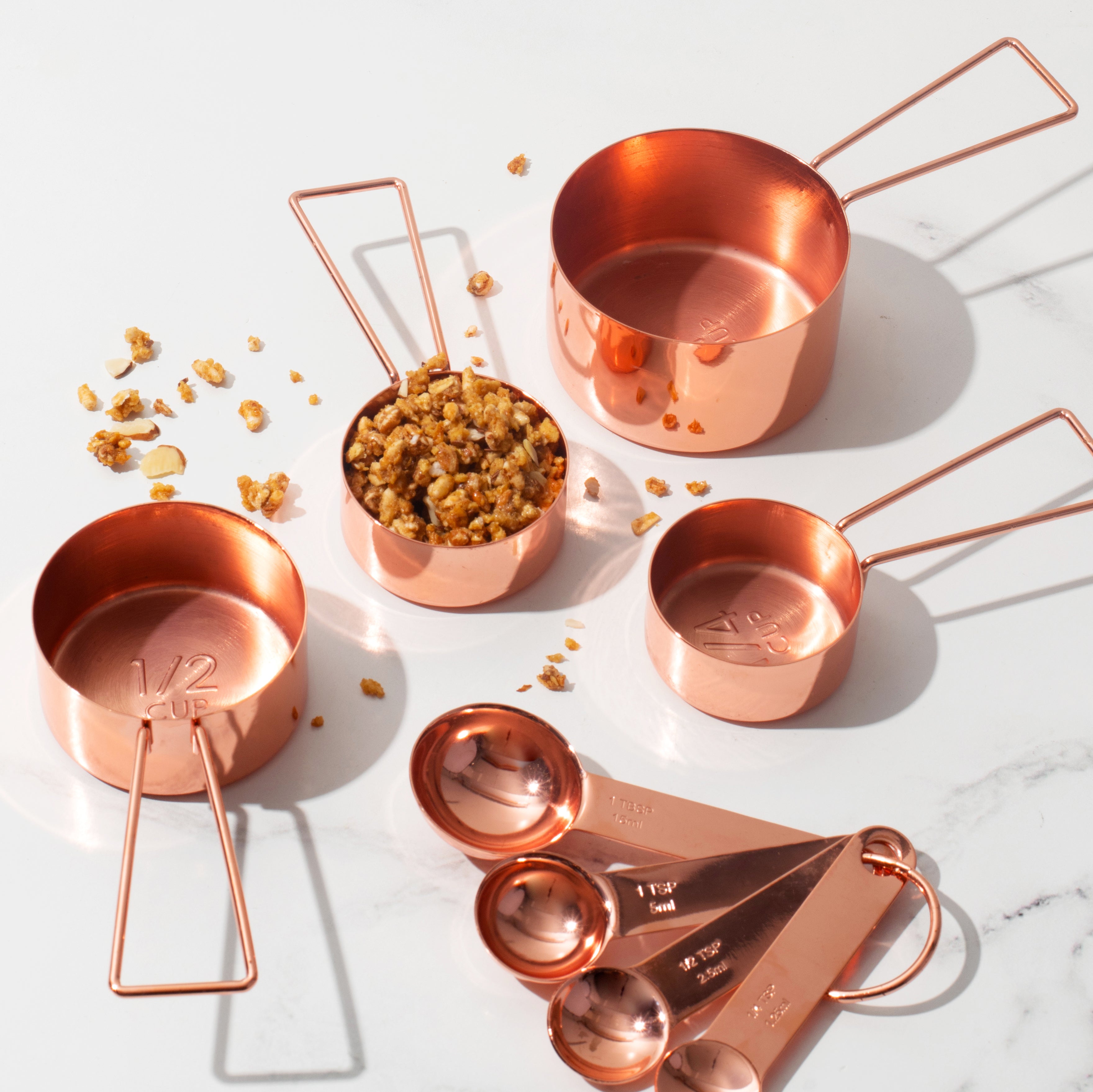 Copper Measuring Cups and Spoons Set - Styled Settings