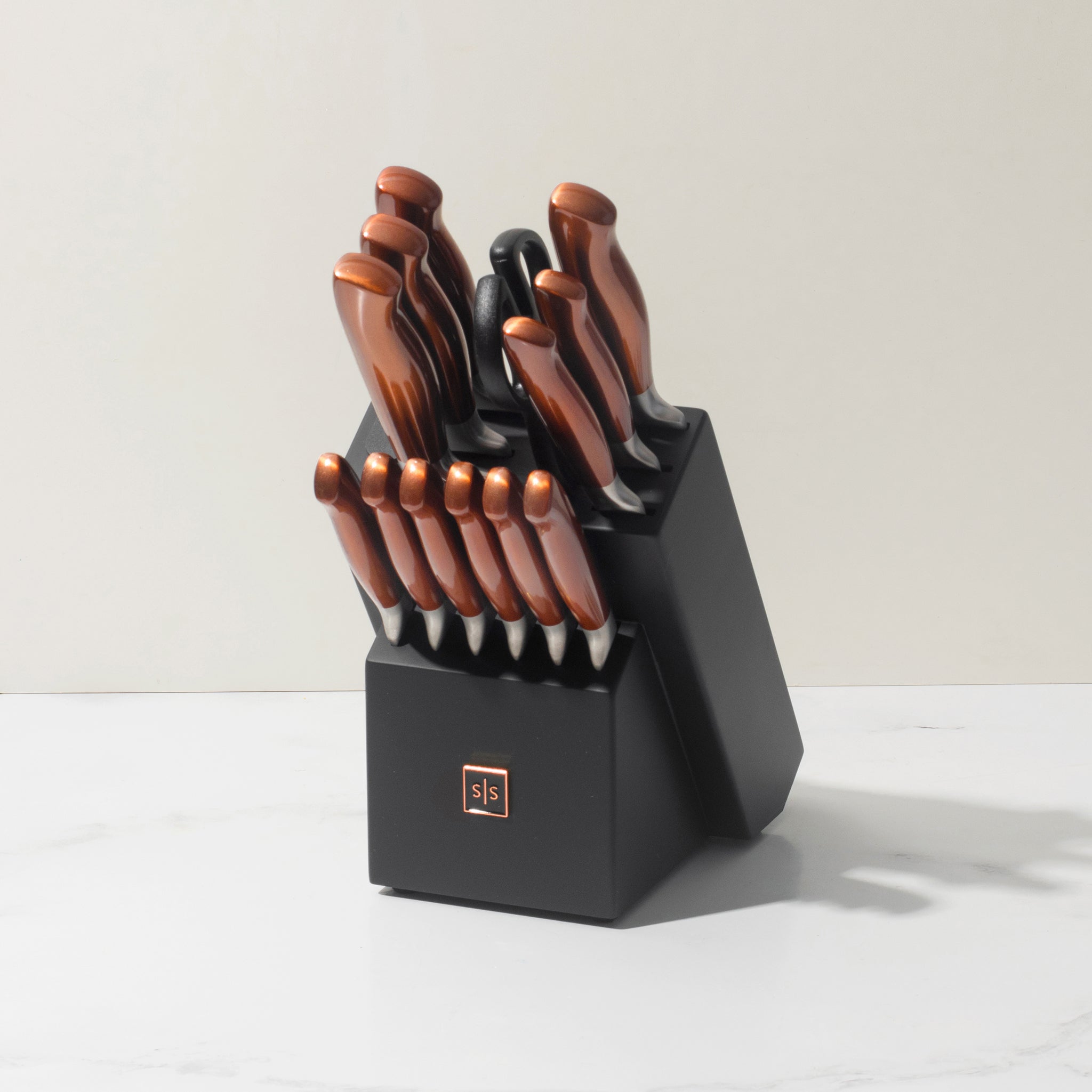 Copper Knife Set with Self-Sharpening Block - Styled Settings