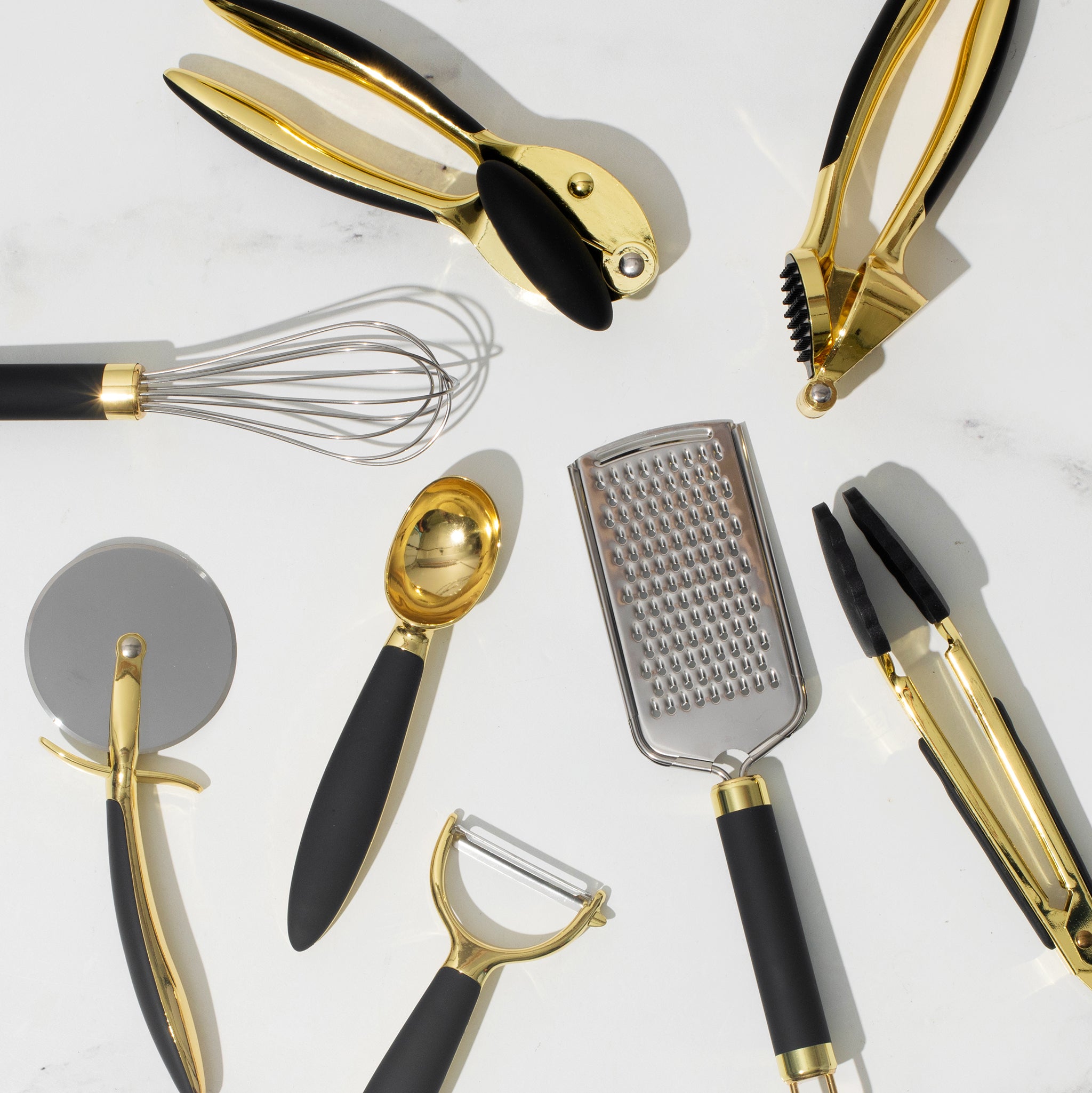 .com: White & Gold Kitchen Tools and Gadgets - Luxe 8PC
