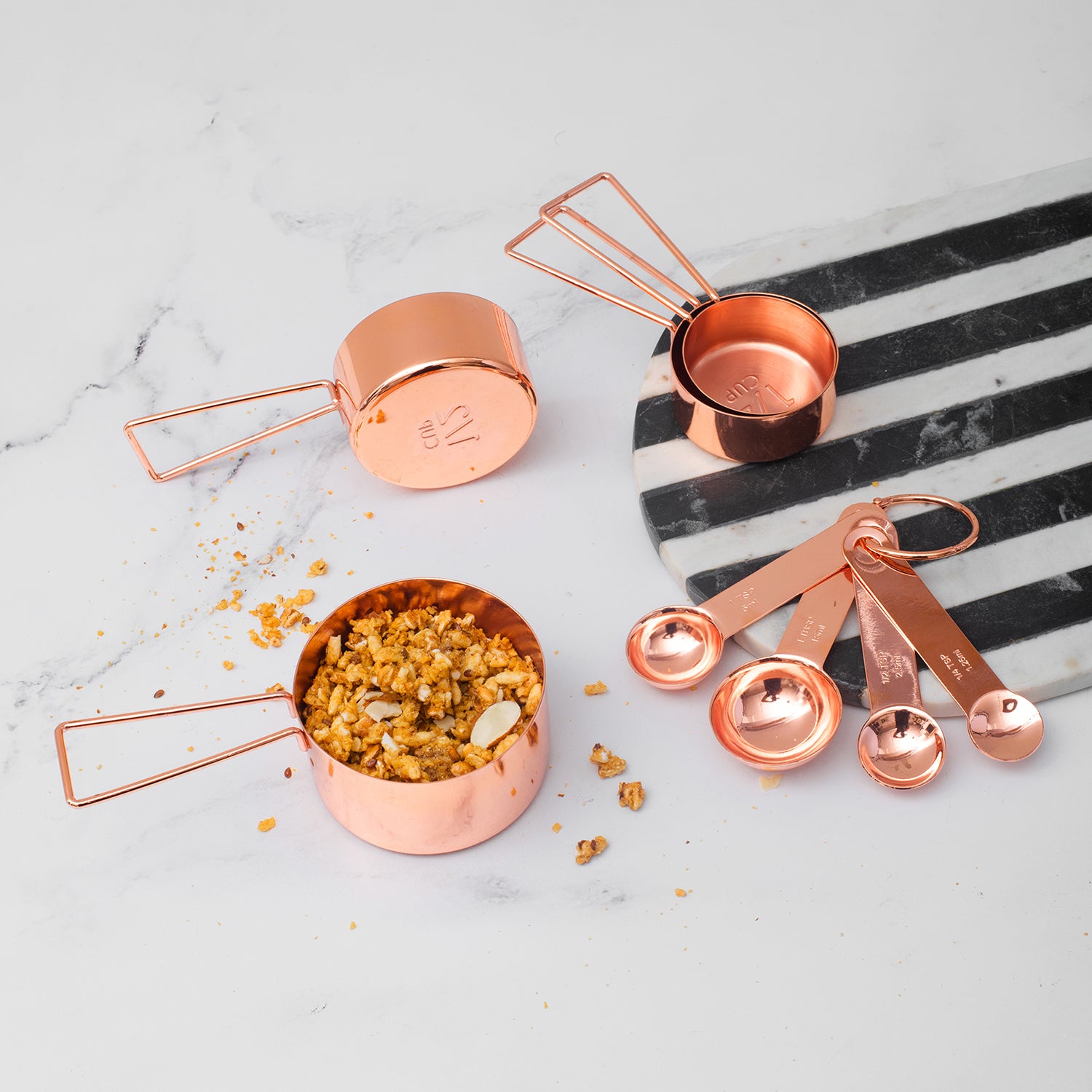 Copper Measuring Cups and Spoons Set