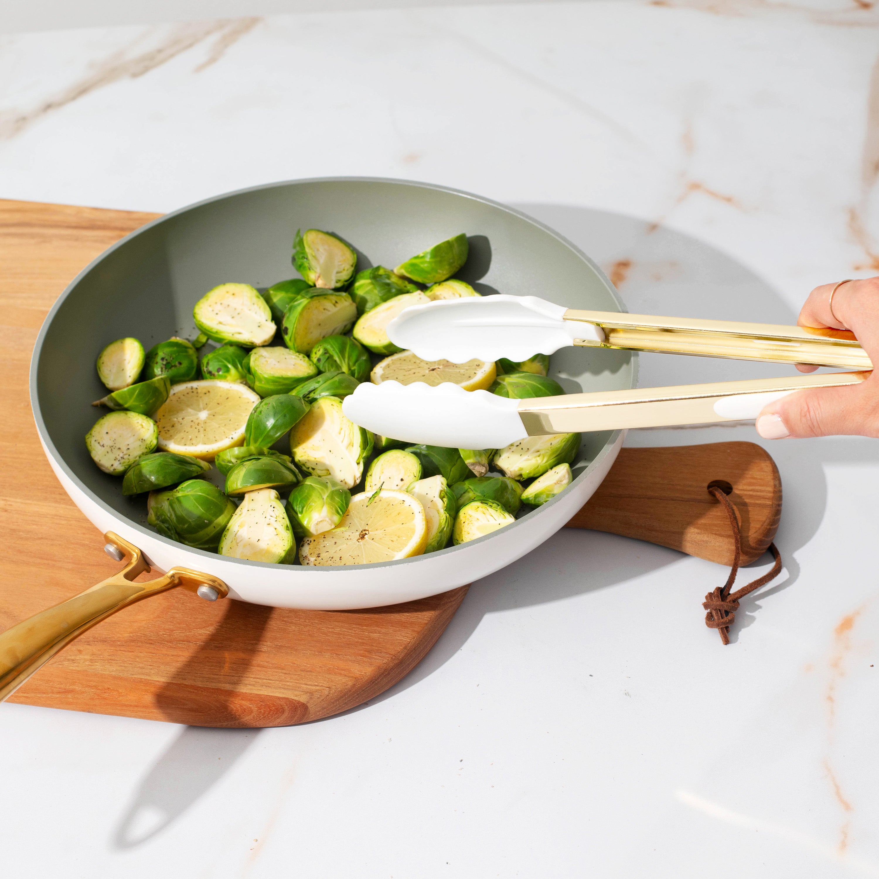 White and Light Gold Kitchen Utensils Duo