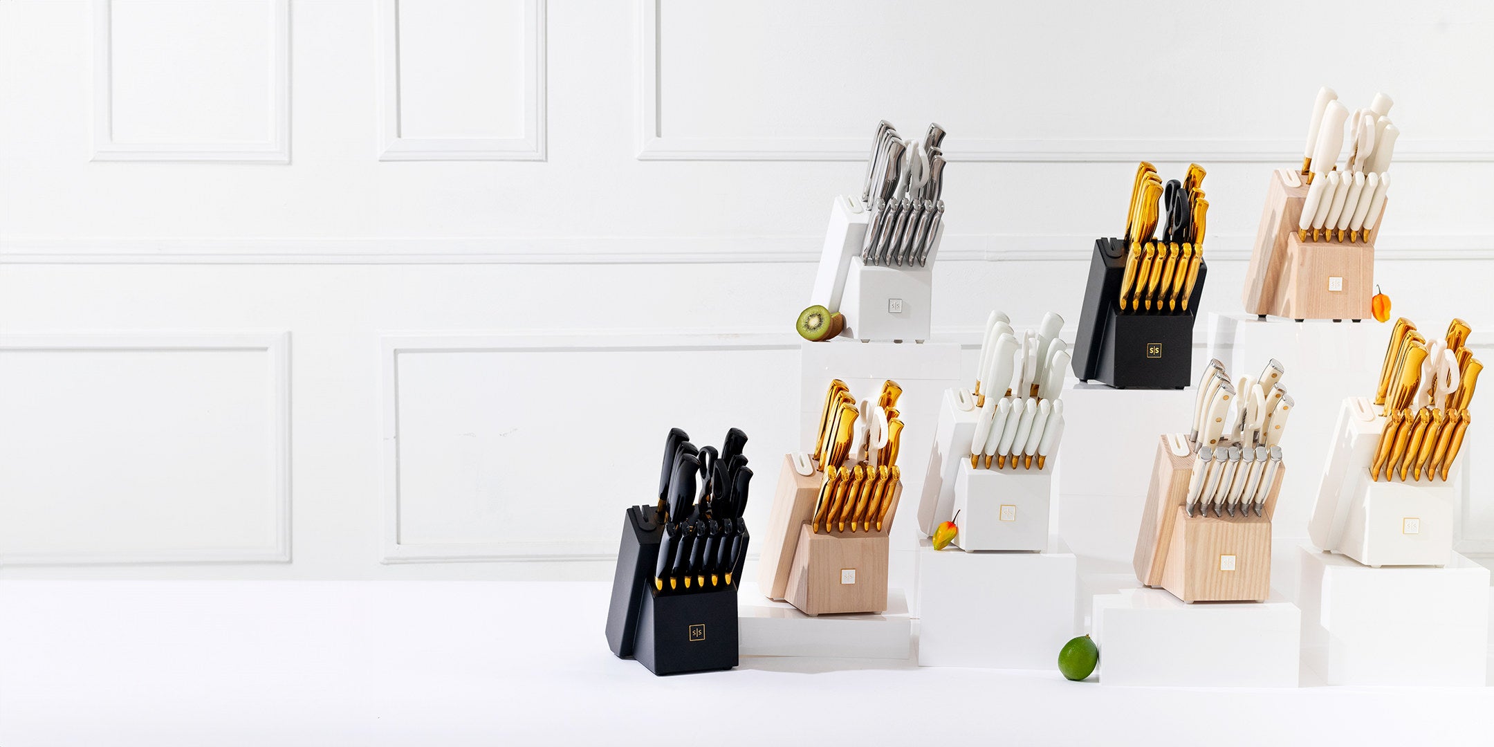 STYLED SETTINGS Wooden Kitchen Utensil Set With Stainless Steel Handles