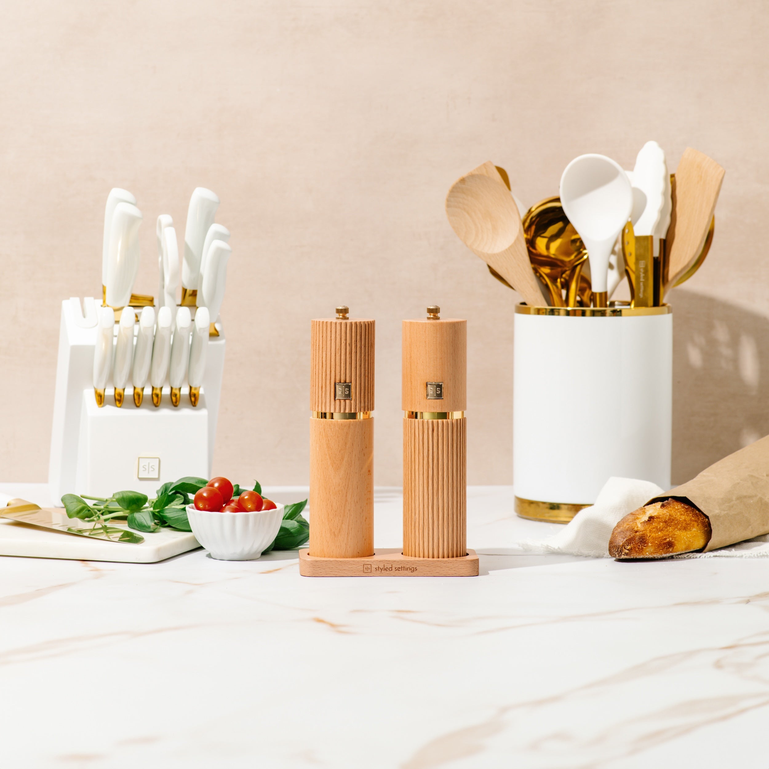 Beech Wood Salt and Pepper Mill Set