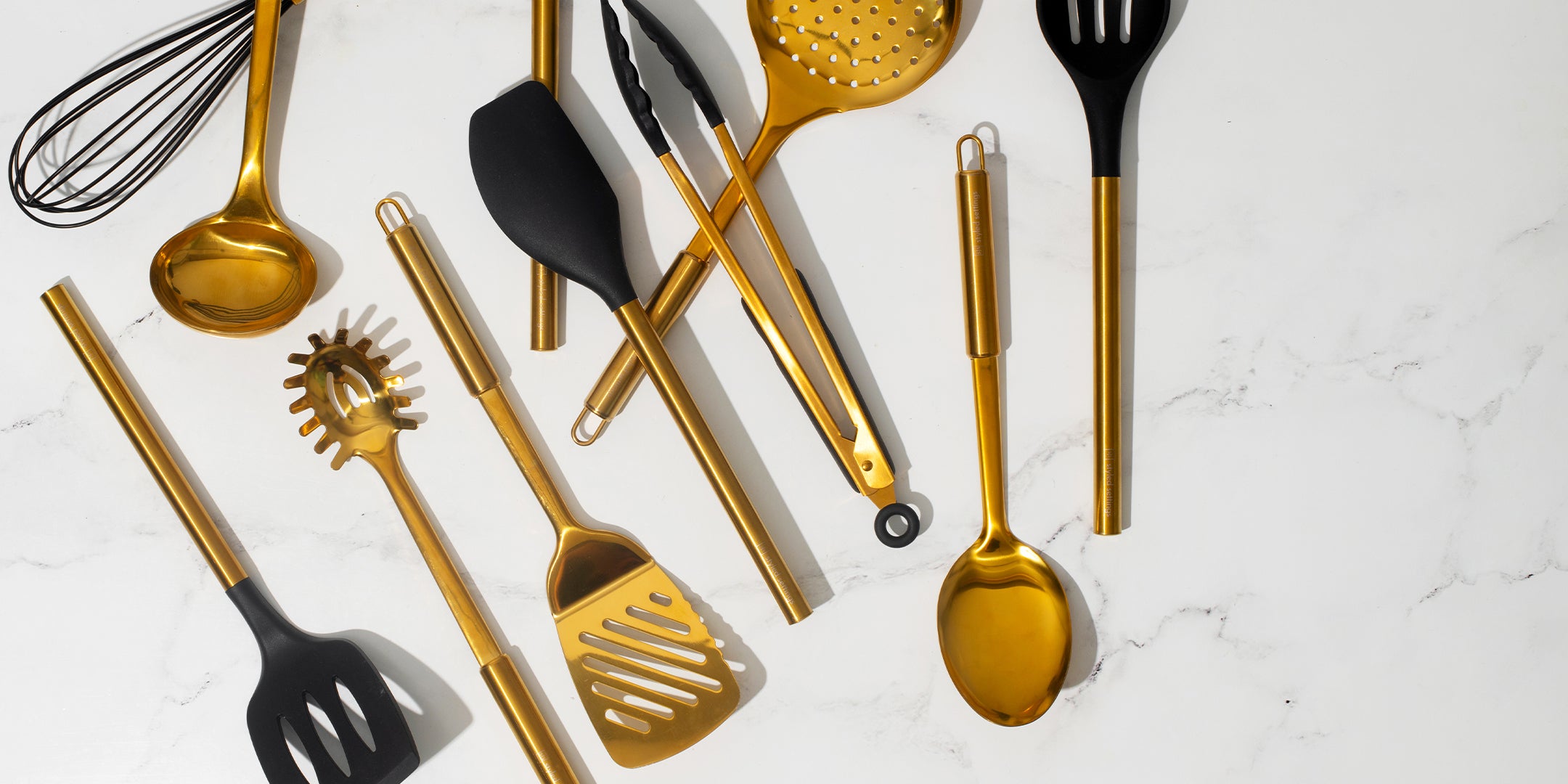 Styled Settings Black and Gold Knife Set with Knife Block and Sharpener