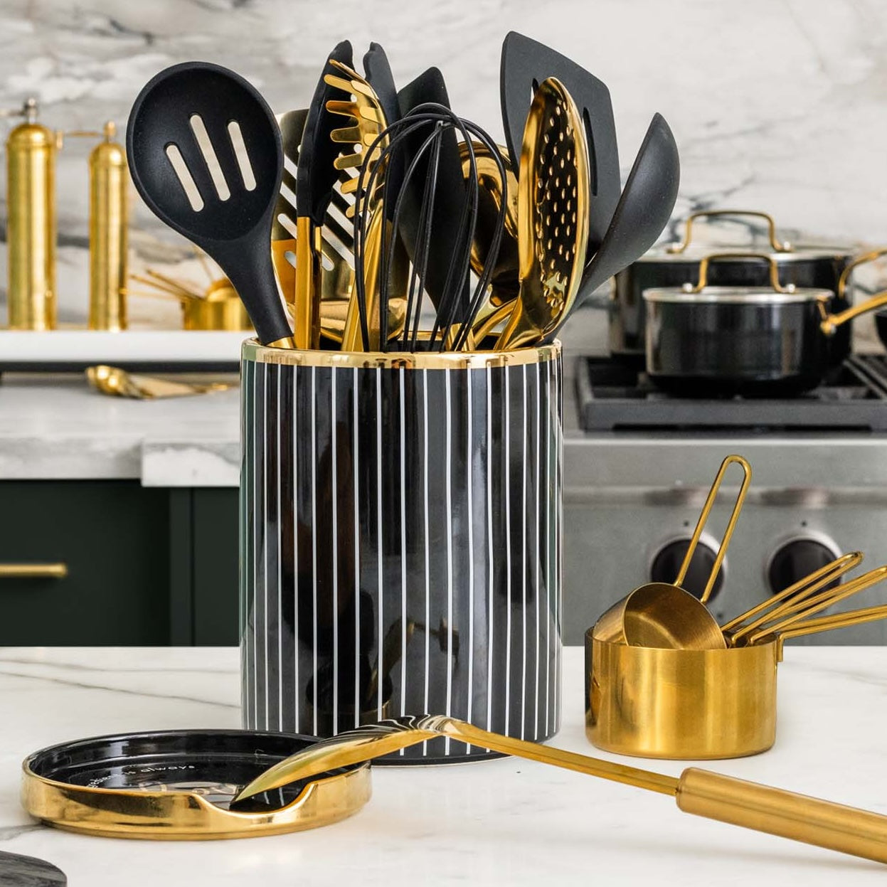 Black and Gold Complete Kitchen Utensils Set
