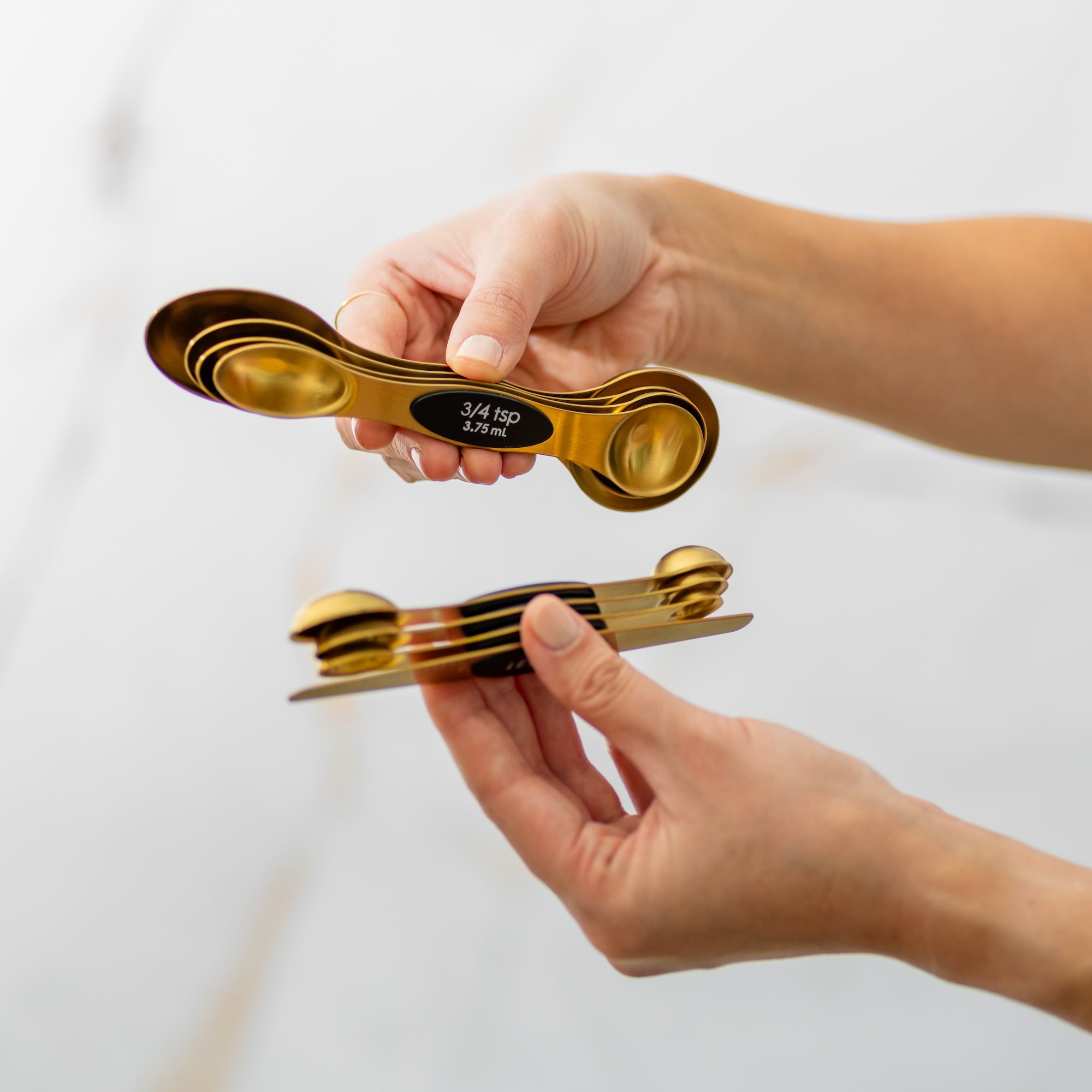 Gold Metal and Wood Nesting Measuring Spoons