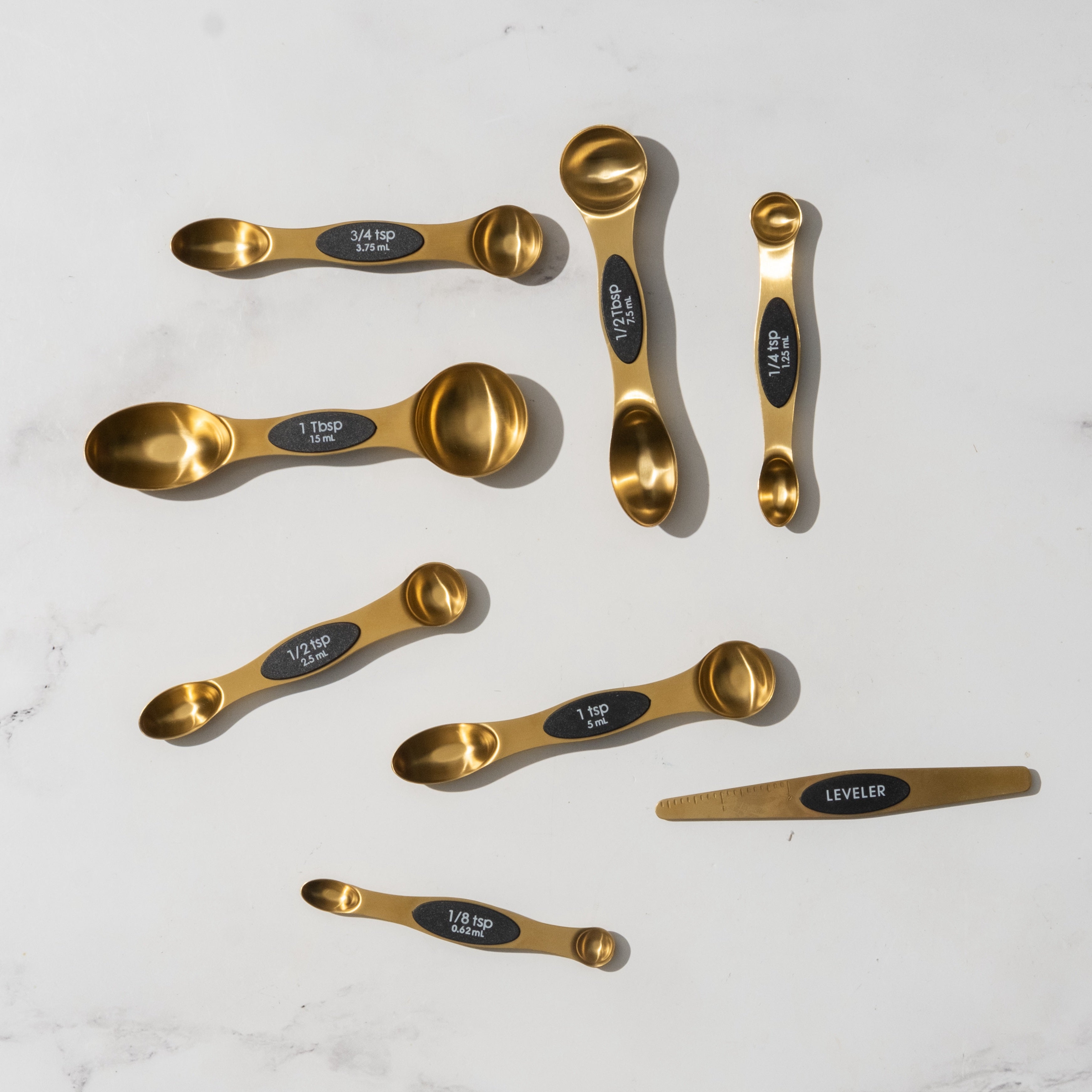 Styled Settings Modern Cups Measuring and Spoons Set, Gold - Stackable, Stylish Sturdy Stainless