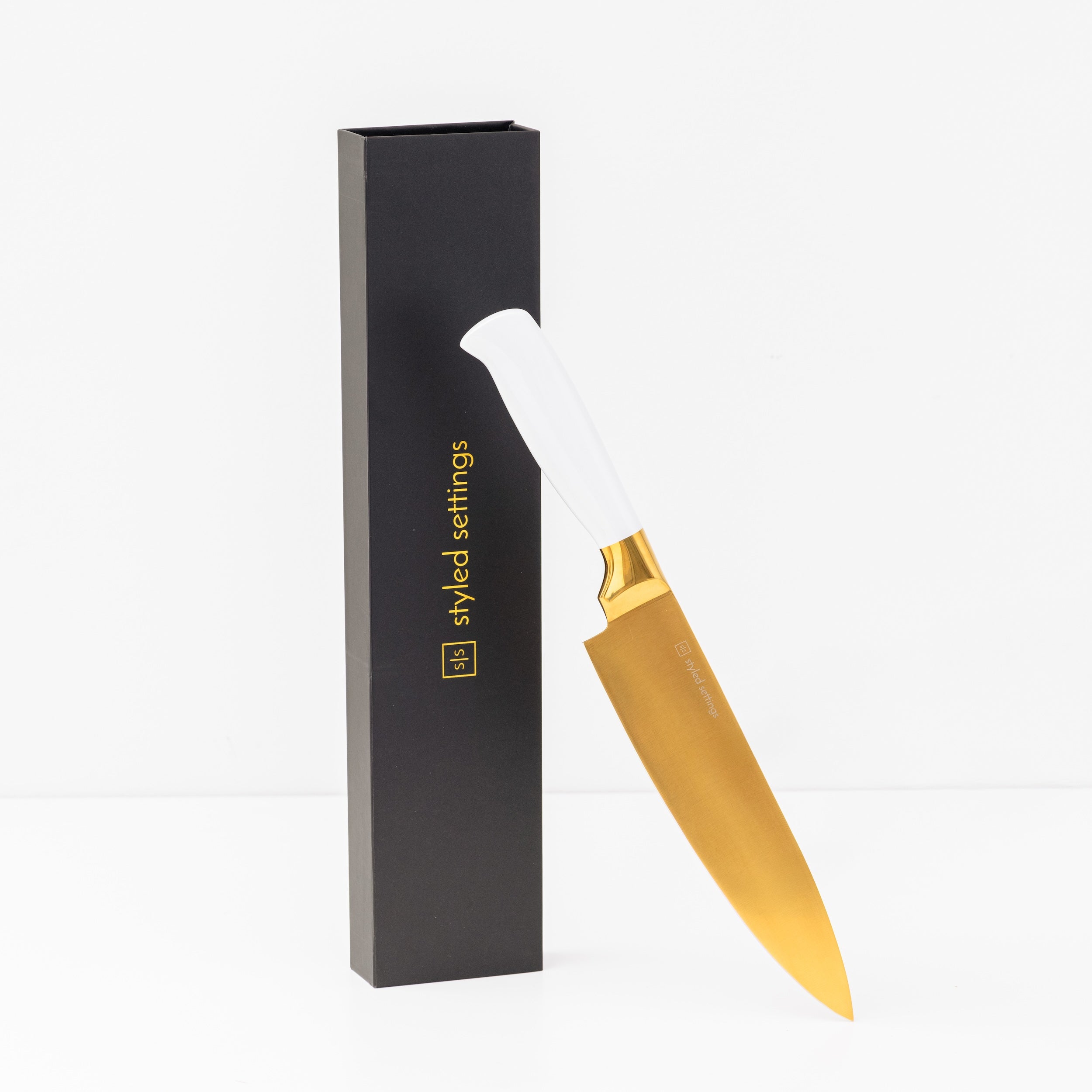 8” White and Gold Chef's Knife
