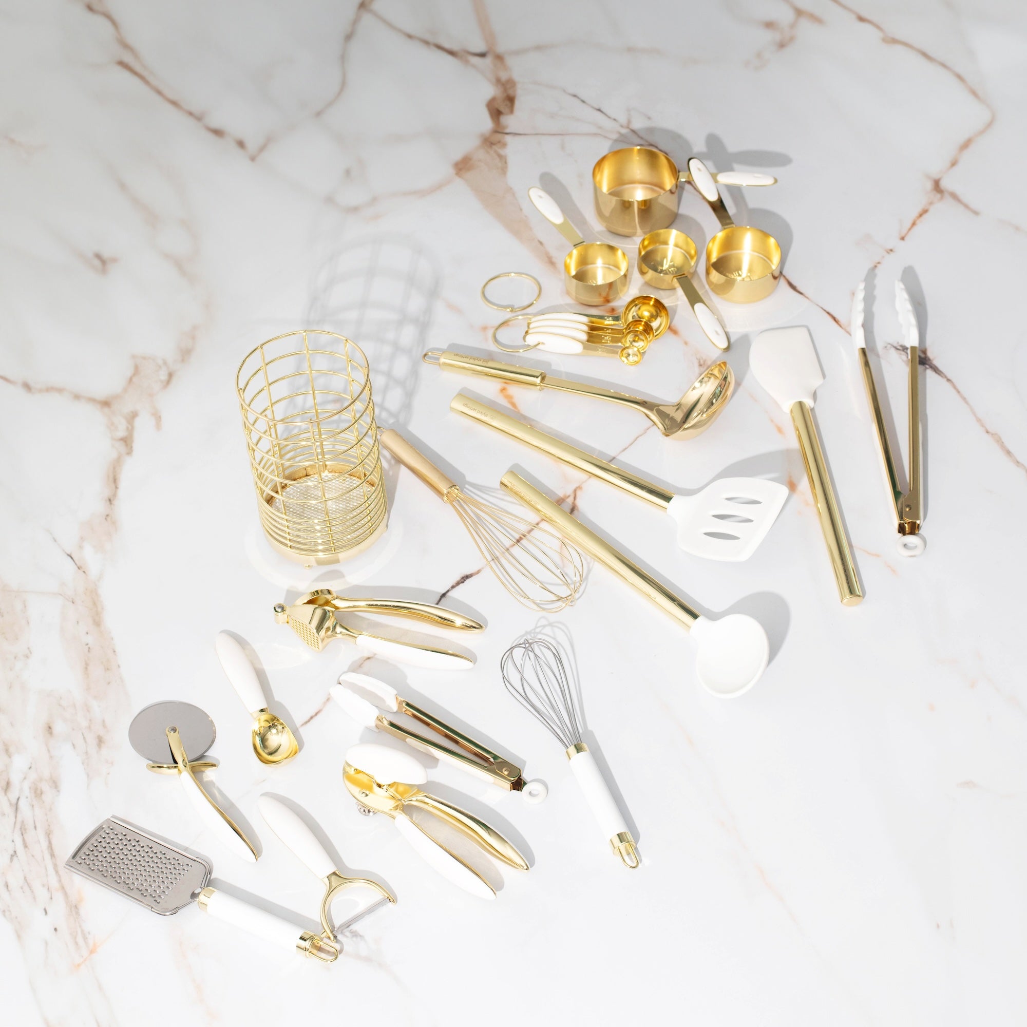 White and Gold Complete Kitchen Utensils Set