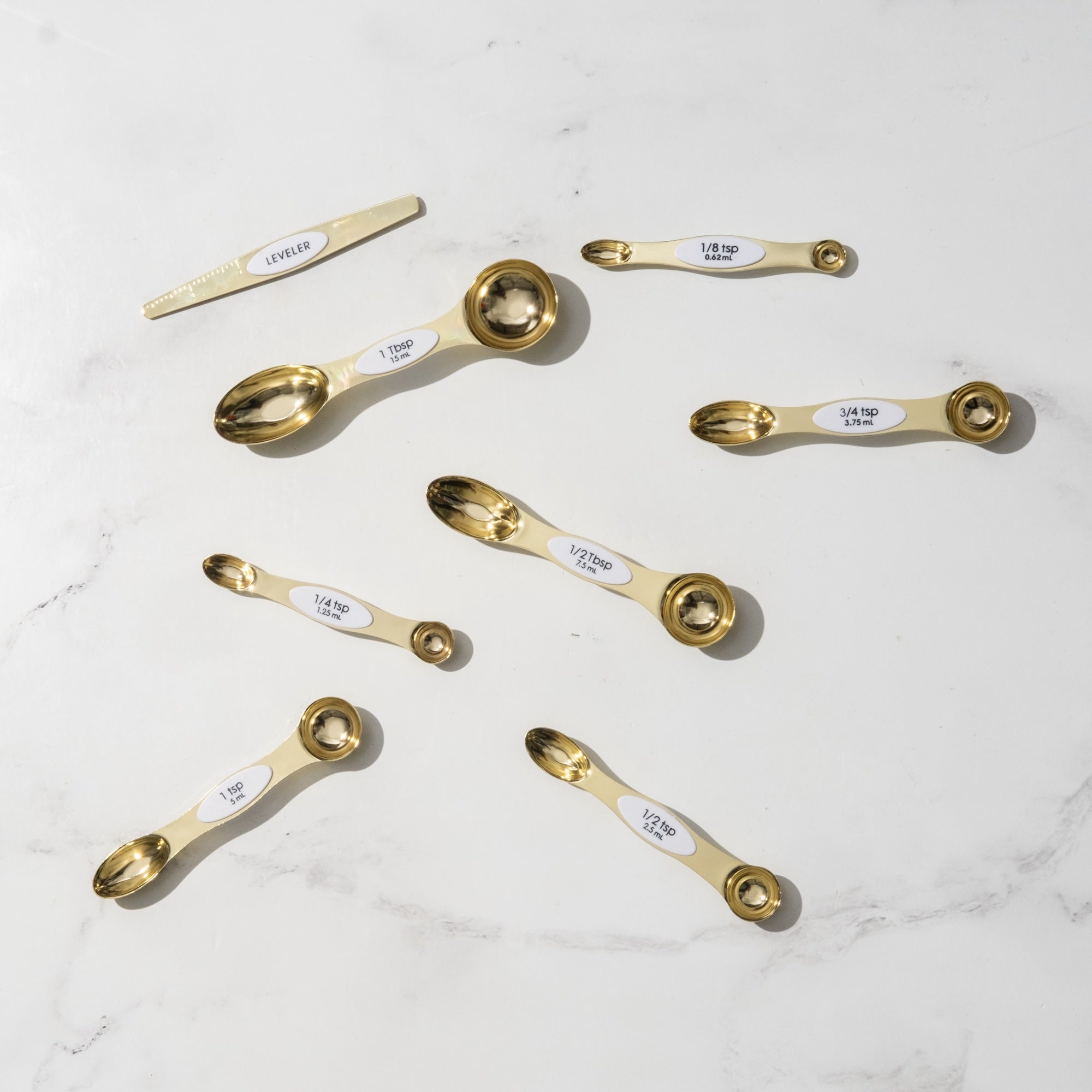 Classic White and Gold Magnetic Measuring Spoons Set