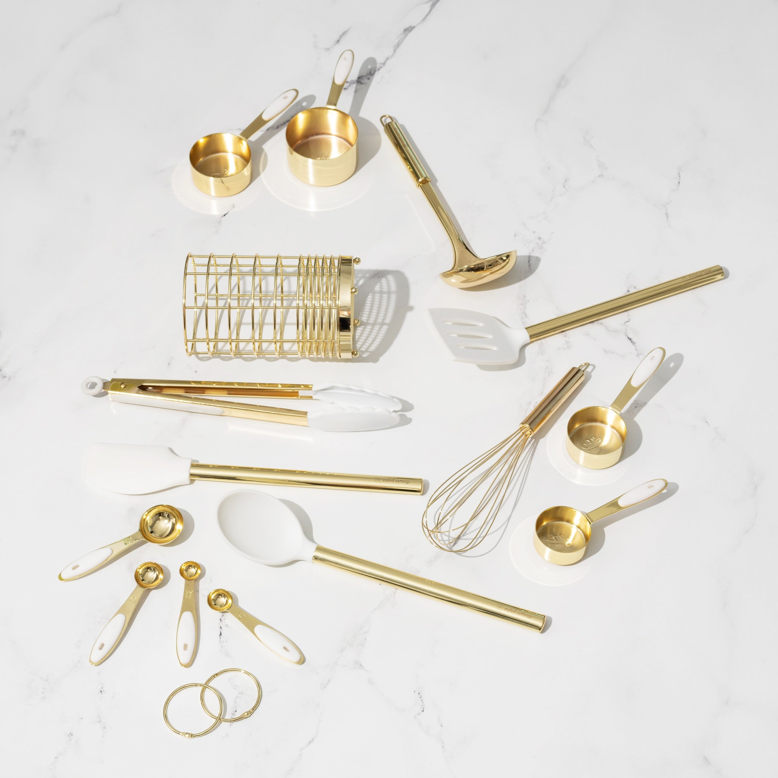 White and Light Gold Kitchen Utensils Duo