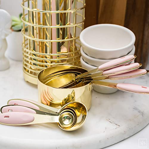 Pink and Gold Measuring Cups and Spoons Set - Styled Settings