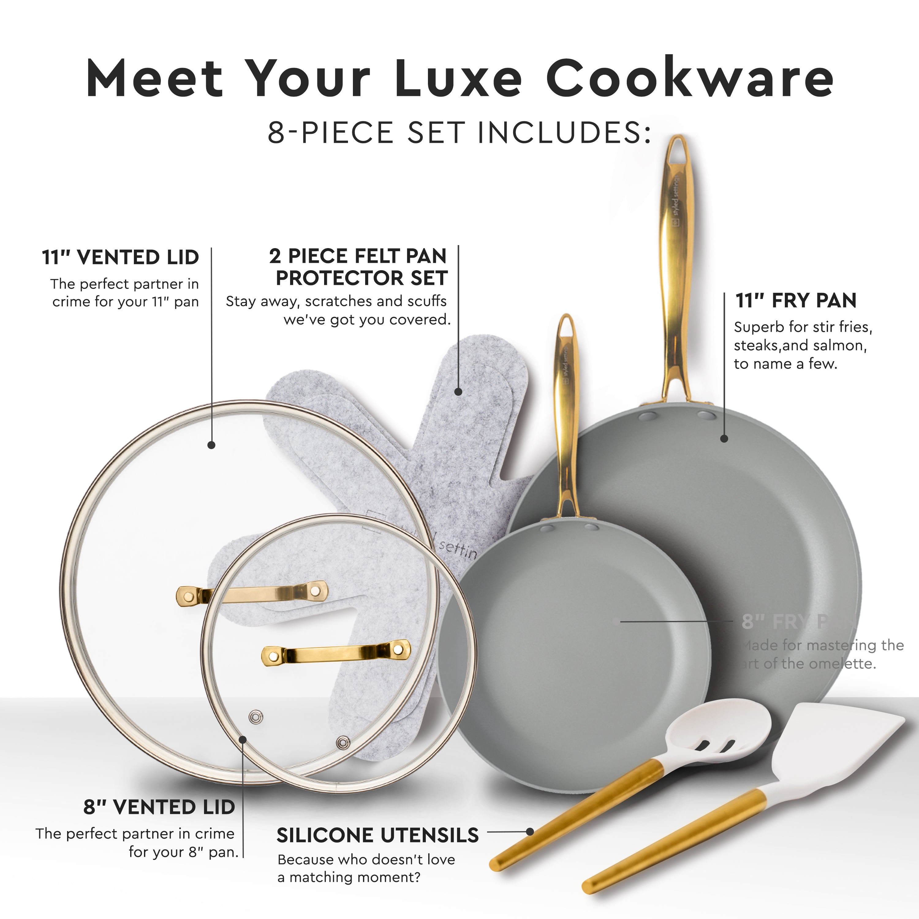 Styled Settings STYLED SETTINGS White and Gold Cooking Utensils